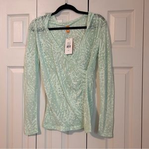 NWT Lucy Spirit Burnout Hoodie Long Sleeve Workout Athletic Semi Sheer Shirt